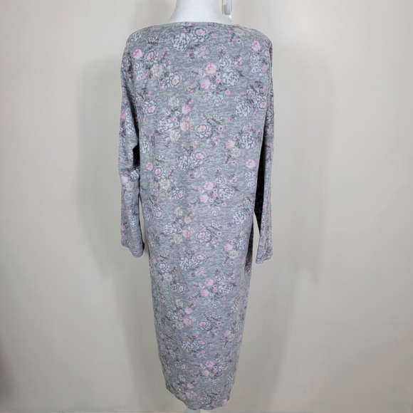 Laura Ashley Nightgown Women XL Gray Floral Lace Trim Cottagecore Sleepwear Cozy - Picture 4 of 8